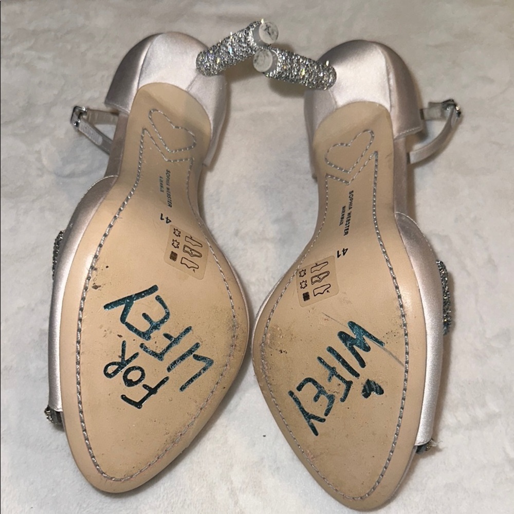 Sophia Webster White - Silver SZ 11 / 41 Royalty Sandles Crystal Heels - Picture 10 of 16